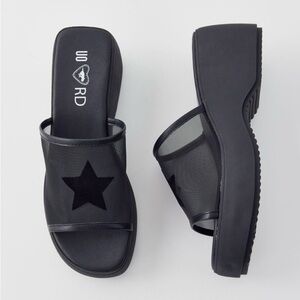 NEW! ROCKET DOG Lennox Mesh Platform Sandal in Black Sz 8